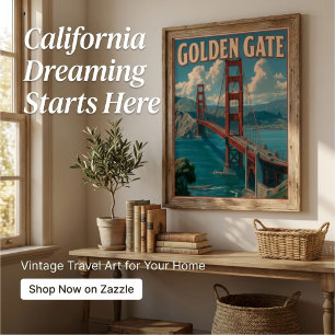 Poster Vintage rétro Golden Gate San Francisco États-Unis