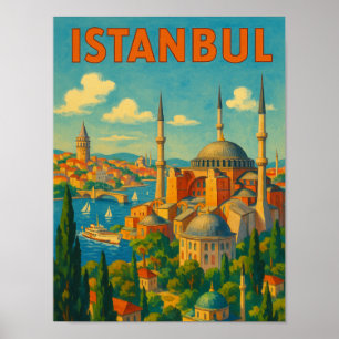Poster Vintage Retro Istanbul Turquie Sainte-Sophie