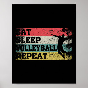 Poster Vintage Retro Manger Sleep Volleyball Répéter Funn