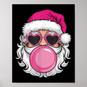 Poster Vintage Retro Père Noël Christmas Bubble Gum Nk Su
