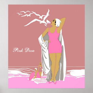 Poster Vintage Retro Rose Girl Diva 2