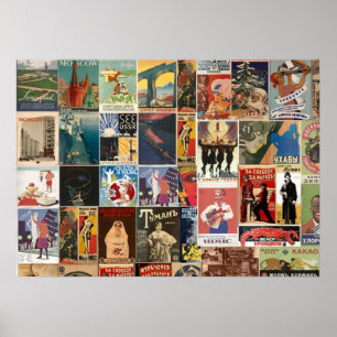 Poster Vintage retro russe film collage soviétique