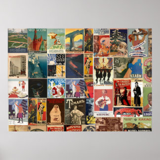 Poster Vintage retro russe film collage soviétique
