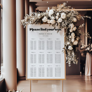 Poster Vintage retro script wedding seating chart