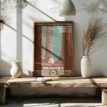 Vintage Retro Sequoia National Park Travel