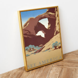 Poster Vintage Rétro Voir l'Amérique Parc national des Ar