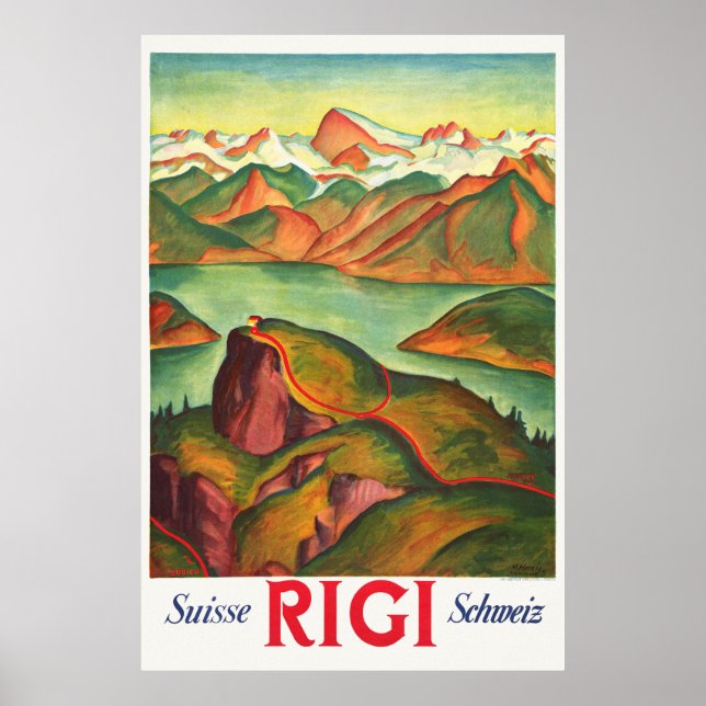 Poster vintage Rigi Suisse 1933 (Devant)