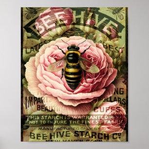 Poster Vintage Roses and Queen Bee 