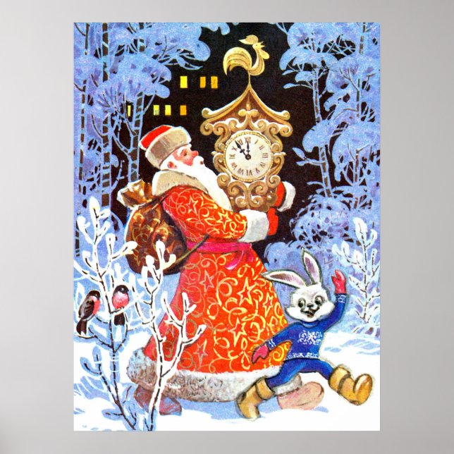 Poster Vintage russe Père Noël (Devant)