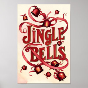 Poster Vintage Rustic Jingle Bells Wall Art Imprimer Post
