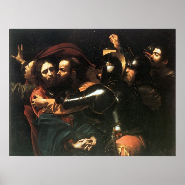 Poster Vintage Saint Jésus christ, baiser de Judas, peint (Devant)