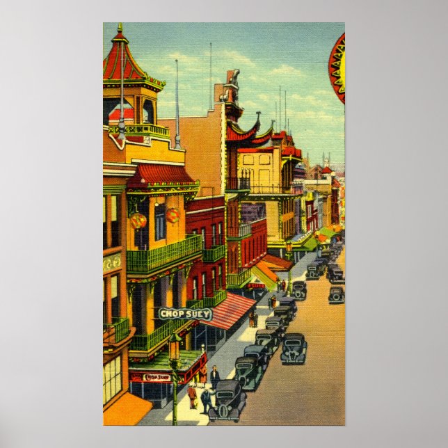 Poster vintage San Francisco Chinatown (Devant)