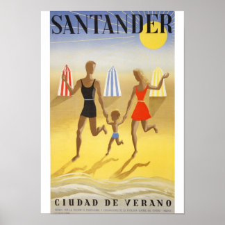 Poster Vintage : « Santander, Ville d'Été "