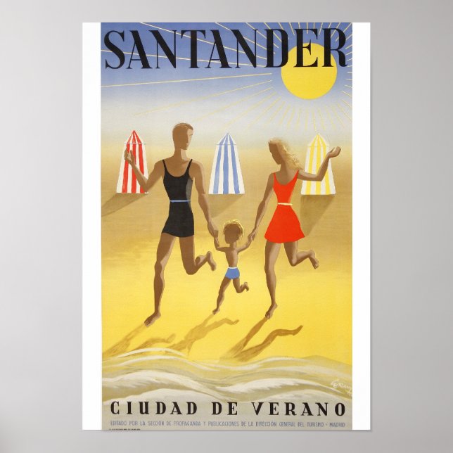 Poster Vintage : « Santander, Ville d'Été " (Devant)