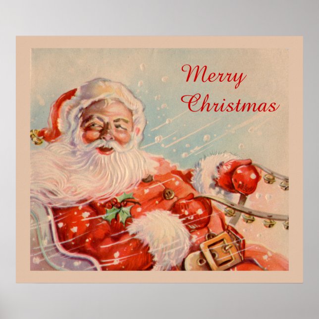 Poster Vintage Santas Sleigh Ride Canvas Imprimer (Devant)