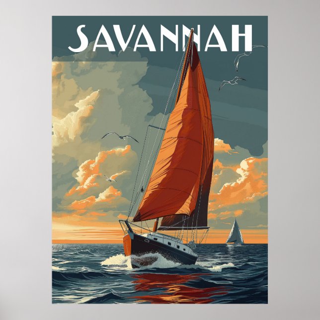 Poster Vintage Savannah Travel (Devant)