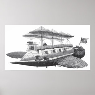 Poster Vintage Science Fiction Steampunk Airship Eclipse