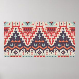 Poster Vintage Seamless Tribal Pattern. Geometrical Ethni