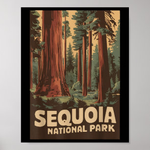 Poster Vintage Sequoia Parc National Hommes Femmes Enfant