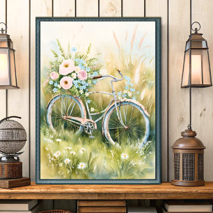 Poster Vintage Shabby Chic Bicyclette Mur Art