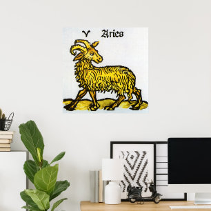 Poster Vintage Signs of the Zodiac, Aries the Ram