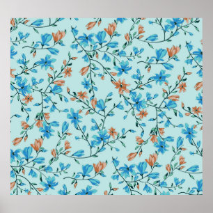 Poster Vintage simple : Motif en tissu floral