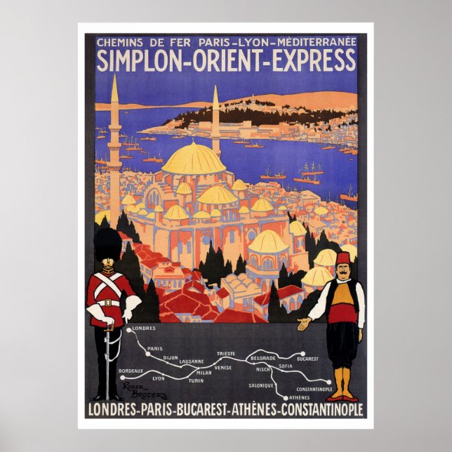 Poster Vintage Simplon Orient Express à Constantinople (Devant)
