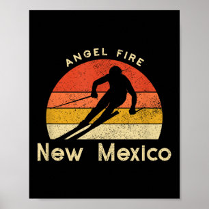 Poster Vintage Ski Angel Fire Nouveau Mexique Mountain