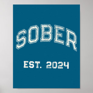 Poster Vintage Sobre Établ. 2024 Affirmation Sobriété Aa