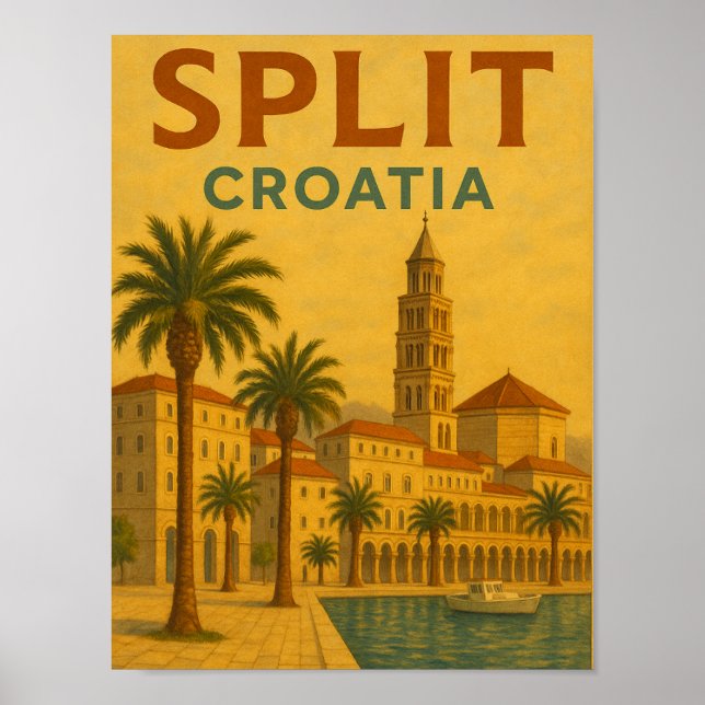 Poster Vintage Split Croatie Dalmatie Voyage (Devant)