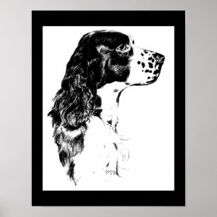 Poster Vintage Springer Spaniel Chien Art Noir Et Blanc