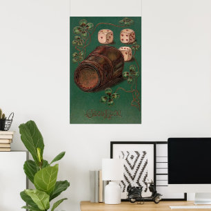 Poster Vintage St. Patrick's Day, Good Luck Irish Dice