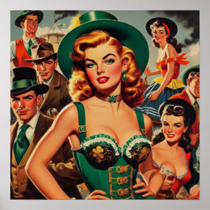Poster Vintage St. Patrick's Day Pin Up