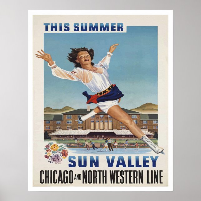 Poster vintage Sun Valley Travel (Devant)