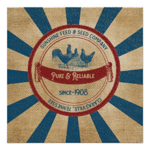 Poster Vintage Sunshine Alimentation Poulets Publicité