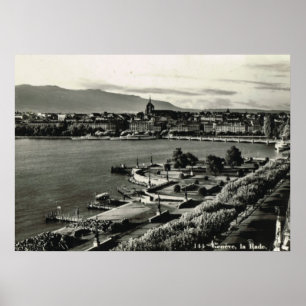 Poster Vintage Switzerland Geneva, "La Rade"