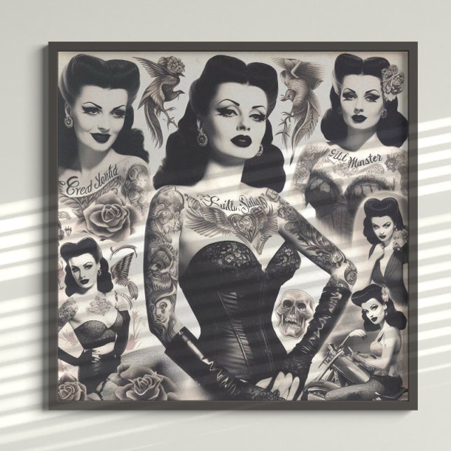 Poster Vintage Tattooed Goth Woman Collage (Créateur téléchargé)