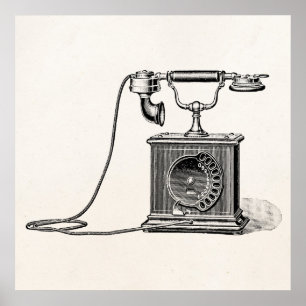 Poster Vintage Telephone Illustration Phone Retro Phones