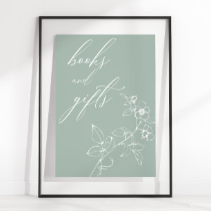 Poster Vintage Temps Floral Baby shower Livres Cadeaux