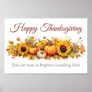 Poster Vintage Thanksgiving Citrouilles Custom Company
