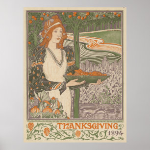 Poster Vintage Thanksgiving Foods and Feasts (1894)