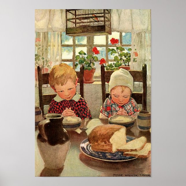Poster Vintage Thanksgiving, Grâces Enfants (Devant)