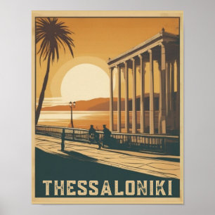 Poster Vintage Thessalonique ville Grèce vocation souveni