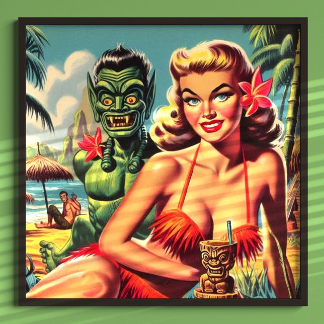 Poster Vintage Tiki vers le haut (Créateur téléchargé)