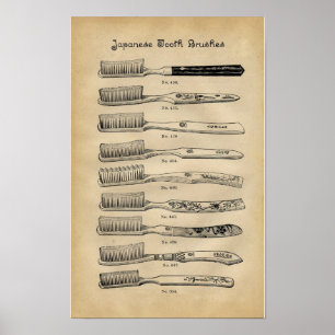 Poster Vintage Toothbrushes