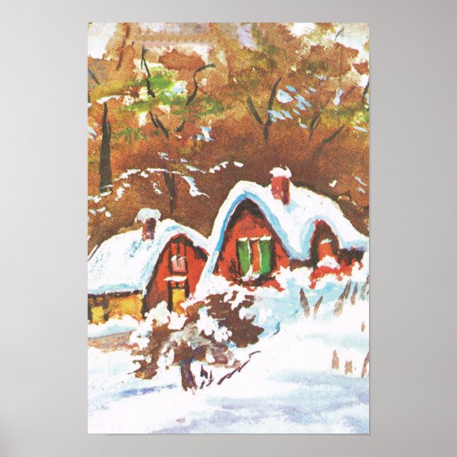 Poster Vintage tradition Noël hiver (Devant)