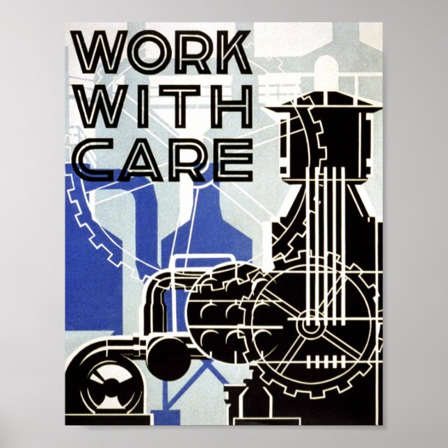 Poster vintage - Travailler avec soin - POSTER (Devant)
