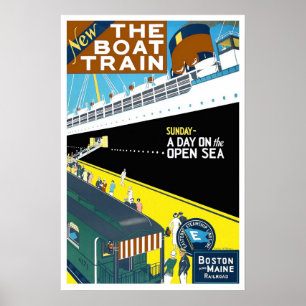 Poster Vintage travel, Boston et Maine