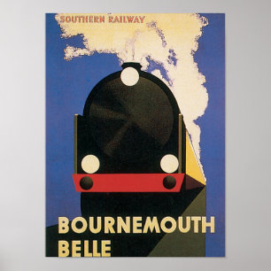 Poster Vintage Travel Bournemouth Belle Train
