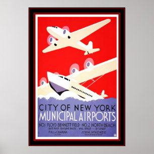 Poster Vintage Travel New York Airports